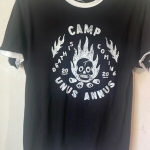 Camp unus annus death is coming ringer t shirt size medium